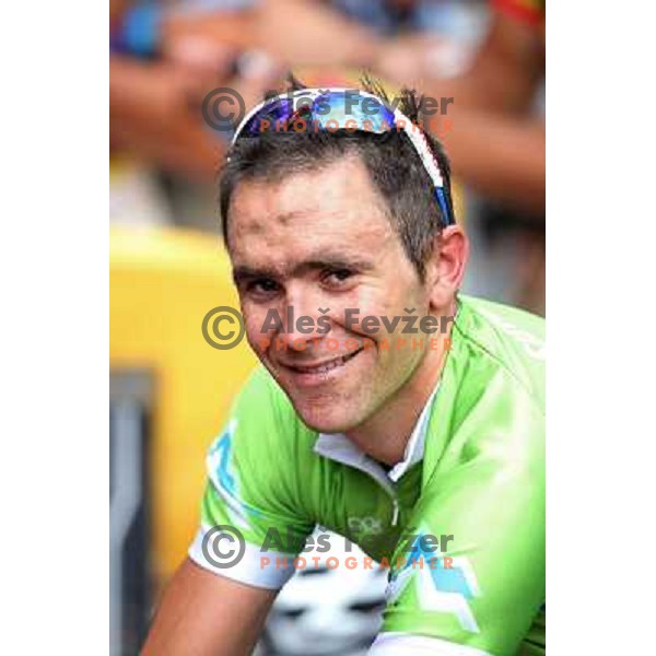 Borut Bozic of Slovenia at the finish of Men\'s Road race (249.5 km) during London 2012 Summer Olympic Games, Great Britain on July 28, 2012 
