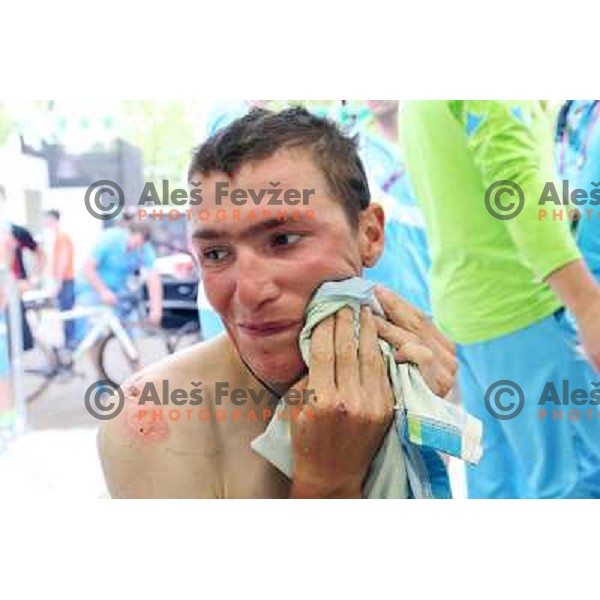 Jani Brajkovic of Slovenia after the Men\'s Road race (249.5 km) during London 2012 Summer Olympic Games, Great Britain on July 28, 2012 