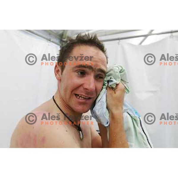Borut Bozic of Slovenia after the Men\'s Road race (249.5 km) during London 2012 Summer Olympic Games, Great Britain on July 28, 2012 