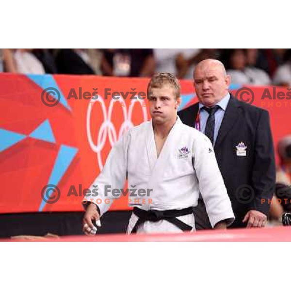 Rok Draksic of Slovenia lost in second round of -66 kg judo tournament to Miklos Ungvari of Hungary in Excel exhibition centre during London 2012 Summer Olympic Games, Great Britain on July 29, 2012 
