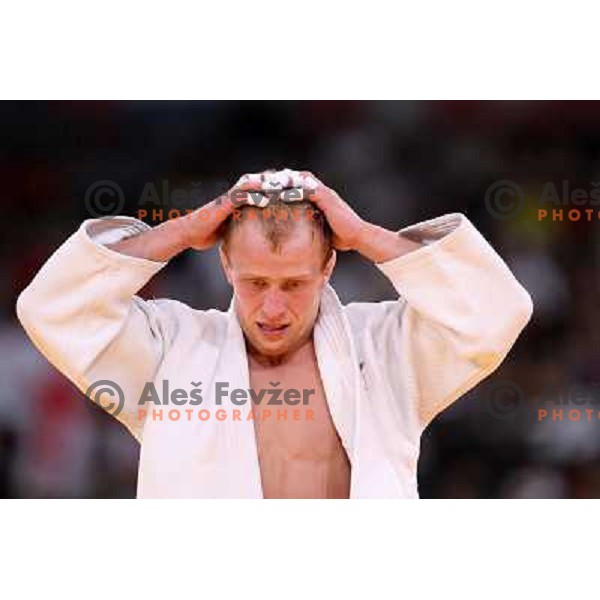 Rok Draksic of Slovenia lost in second round of -66 kg judo tournament to Miklos Ungvari of Hungary in Excel exhibition centre during London 2012 Summer Olympic Games, Great Britain on July 29, 2012 