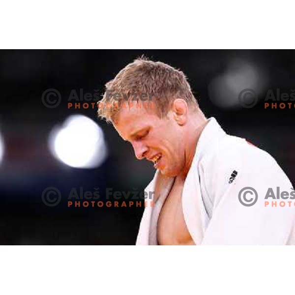 Rok Draksic of Slovenia lost in second round of -66 kg judo tournament to Miklos Ungvari of Hungary in Excel exhibition centre during London 2012 Summer Olympic Games, Great Britain on July 29, 2012 