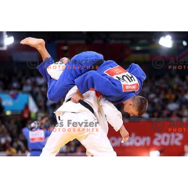 Rok Draksic of Slovenia lost in second round of -66 kg judo tournament to Miklos Ungvari of Hungary in Excel exhibition centre during London 2012 Summer Olympic Games, Great Britain on July 29, 2012 