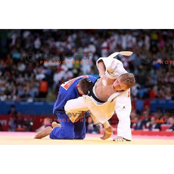 Rok Draksic of Slovenia lost in second round of -66 kg judo tournament to Miklos Ungvari of Hungary in Excel exhibition centre during London 2012 Summer Olympic Games, Great Britain on July 29, 2012 