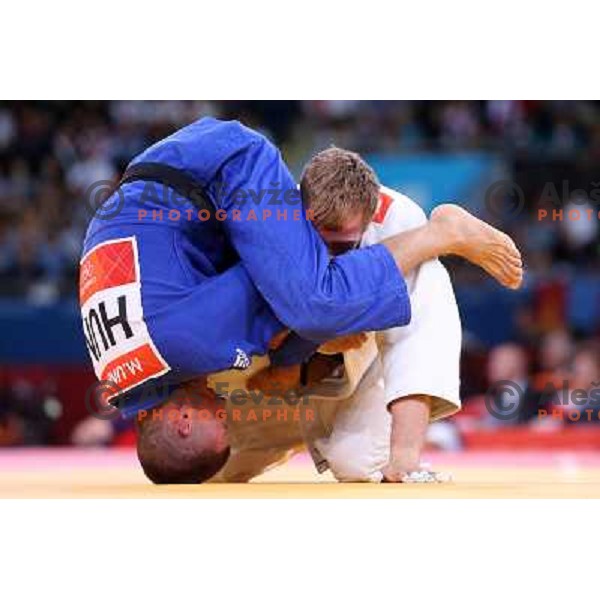 Rok Draksic of Slovenia lost in second round of -66 kg judo tournament to Miklos Ungvari of Hungary in Excel exhibition centre during London 2012 Summer Olympic Games, Great Britain on July 29, 2012 
