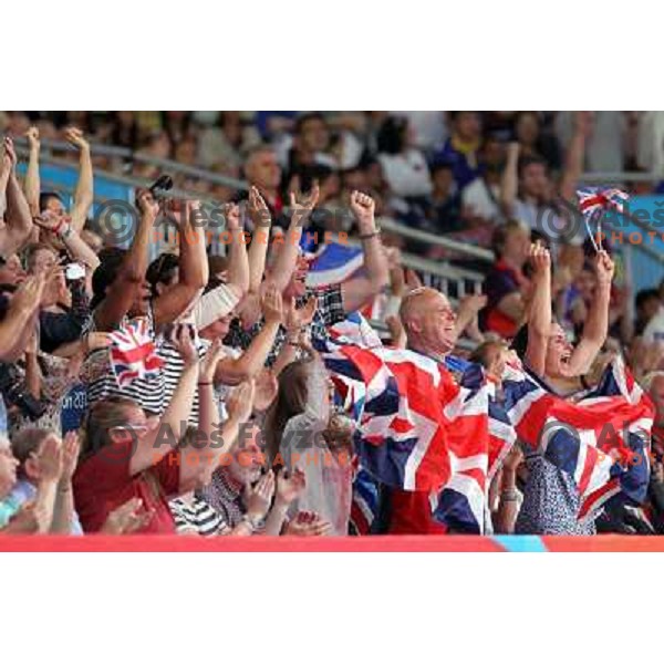 British fans at judo tournament in Excel exhibition centre during London 2012 Summer Olympic Games, Great Britain on July 29, 2012 