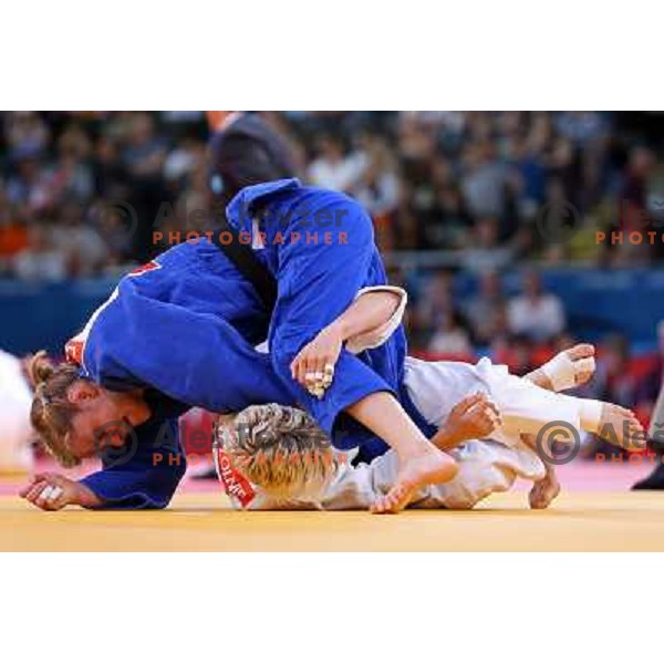 Ursla Zolnir of Slovenia fights in first round of -63 kg judo tournament in Excel exhibition centre during London 2012 Summer Olympic Games, Great Britain on July 31, 2012 