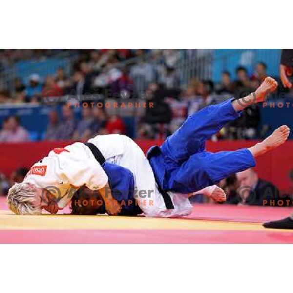 Ursla Zolnir of Slovenia fights in first round of -63 kg judo tournament in Excel exhibition centre during London 2012 Summer Olympic Games, Great Britain on July 31, 2012 