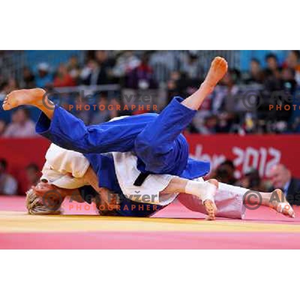 Ursla Zolnir of Slovenia fights in first round of -63 kg judo tournament in Excel exhibition centre during London 2012 Summer Olympic Games, Great Britain on July 31, 2012 