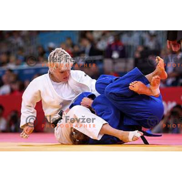 Ursla Zolnir of Slovenia fights in first round of -63 kg judo tournament in Excel exhibition centre during London 2012 Summer Olympic Games, Great Britain on July 31, 2012 