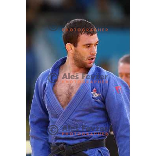 Aljaz Sedej of Slovenia fights with Travis Stevens of USA in first round of -81 kg judo tournament in Excel exhibition centre during London 2012 Summer Olympic Games, Great Britain on July 31, 2012 