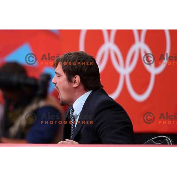 Coach Gregor Brod of Slovenia in first round of -81 kg judo tournament in Excel exhibition centre during London 2012 Summer Olympic Games, Great Britain on July 31, 2012 