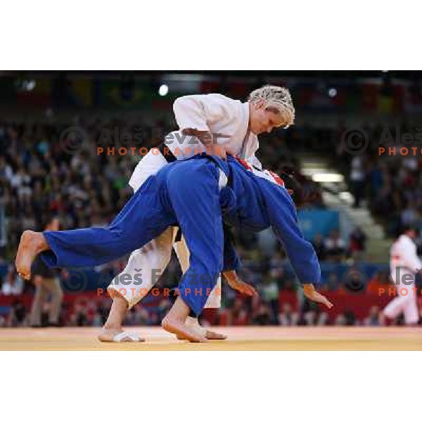 Urska Zolnir of Slovenia fights in second round of -63 kg judo tournament in Excel exhibition centre during London 2012 Summer Olympic Games, Great Britain on July 31, 2012 