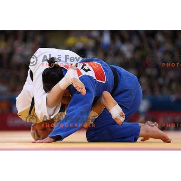 Urska Zolnir of Slovenia fights in second round of -63 kg judo tournament in Excel exhibition centre during London 2012 Summer Olympic Games, Great Britain on July 31, 2012 