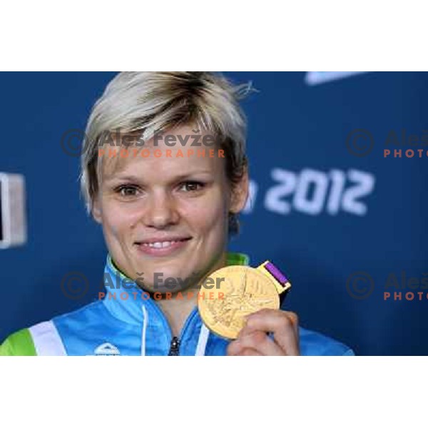 Urska Zolnir of Slovenia, Olympic gold medalist in women\'s judo category -63 kg at London 2012 Olympic Games on July 31, 2012 