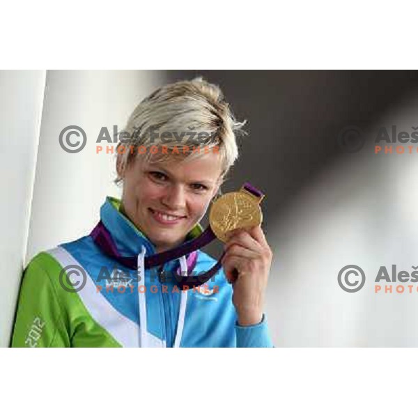 Urska Zolnir of Slovenia, Olympic gold medalist in women\'s judo category -63 kg at London 2012 Olympic Games on July 31, 2012 