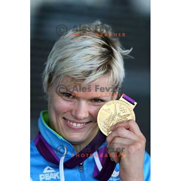 Urska Zolnir of Slovenia, Olympic gold medalist in women\'s judo category -63 kg at London 2012 Olympic Games on July 31, 2012 