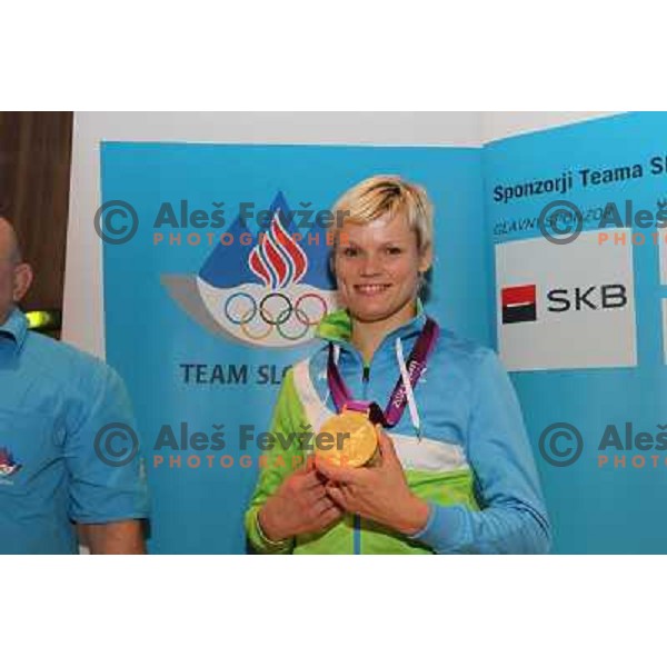 Urska Zolnir of Slovenia at medal reception in Slovenia pub in Camden during London 2012 Summer Olympic games on 1st of August, 2012 