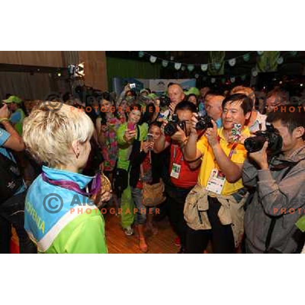 Urska Zolnir of Slovenia at medal reception in Slovenia pub in Camden during London 2012 Summer Olympic games on 1st of August, 2012 