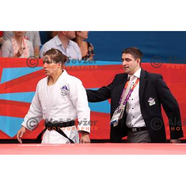 Rasa Sraka of Slovenia fights with Cecilia Blanco of Spain in second round of women\'s -70 kg judo tournament during London 2012 Summer Olympic games on 1st of August, 2012 