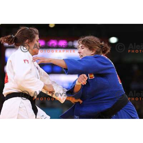 Rasa Sraka of Slovenia fights with Cecilia Blanco of Spain in second round of women\'s -70 kg judo tournament during London 2012 Summer Olympic games on 1st of August, 2012 