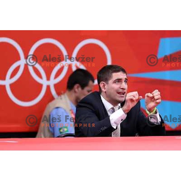 Rasa Sraka of Slovenia fights with Cecilia Blanco of Spain in second round of women\'s -70 kg judo tournament during London 2012 Summer Olympic games on 1st of August, 2012 