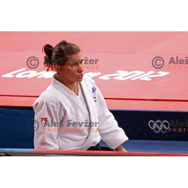 Rasa Sraka of Slovenia fights in third round of women\'s -70 kg judo tournament during London 2012 Summer Olympic games on 1st of August, 2012 