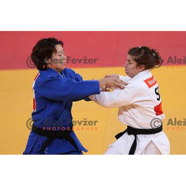 Rasa Sraka of Slovenia fights in third round of women\'s -70 kg judo tournament during London 2012 Summer Olympic games on 1st of August, 2012 