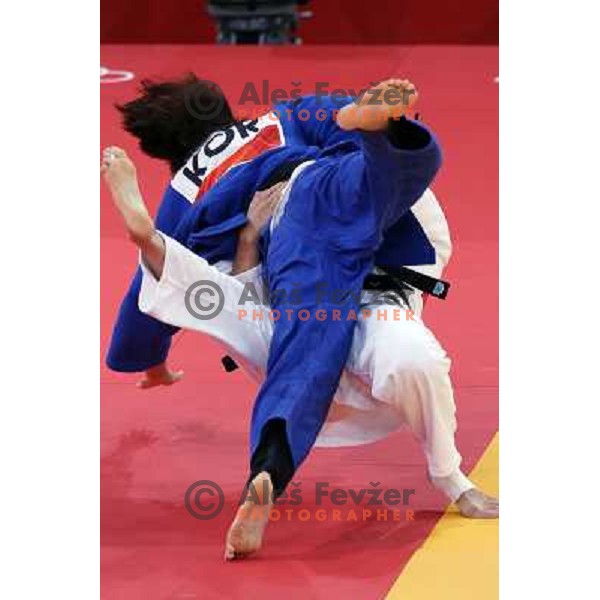 Rasa Sraka of Slovenia fights in third round of women\'s -70 kg judo tournament during London 2012 Summer Olympic games on 1st of August, 2012 