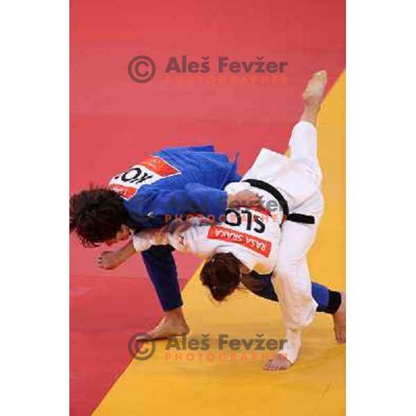 Rasa Sraka of Slovenia fights in third round of women\'s -70 kg judo tournament during London 2012 Summer Olympic games on 1st of August, 2012 