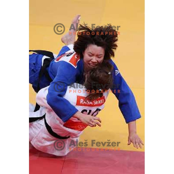 Rasa Sraka of Slovenia fights in third round of women\'s -70 kg judo tournament during London 2012 Summer Olympic games on 1st of August, 2012 