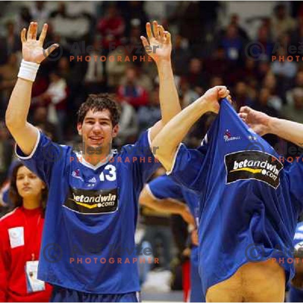 Nikola Karabatic in action during World Handball Championship in Tunisia, February 2005