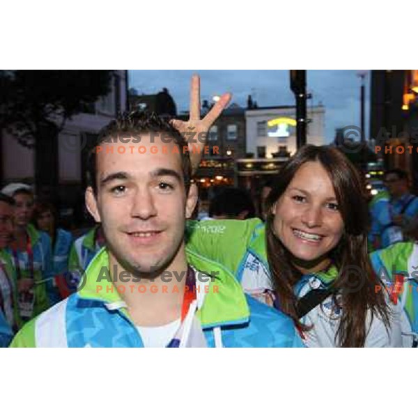 Aljaz Sedej, Sara Isakovic in Slovenia pub in Camden during London 2012 Summer Olympic games, Great Britain on 2nd of August 2012 