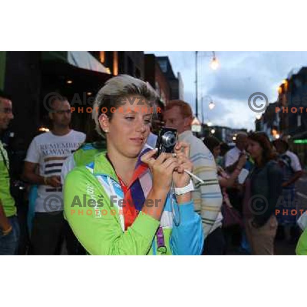 Tjasa Oder in Slovenia pub in Camden during London 2012 Summer Olympic games, Great Britain on 2nd of August 2012 