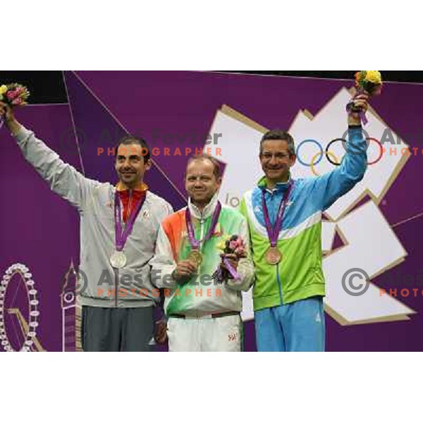Rajmond Debevec of Slovenia, olympic bronze medalist in shooting 50 meters Rifle Prone men ar Royal Artillery Barracks during London 2012 Summer Olympic games, Great Britain on August 3,2012 