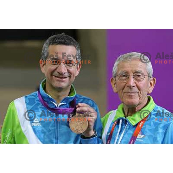 Rajmond Debevec of Slovenia, olympic bronze medalist in shooting 50 meters Rifle Prone men ar Royal Artillery Barracks during London 2012 Summer Olympic games, Great Britain on August 3,2012 