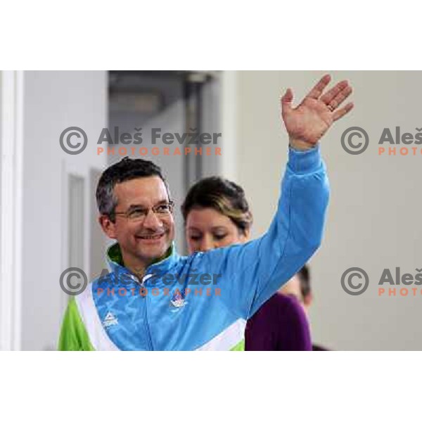 Rajmond Debevec of Slovenia, olympic bronze medalist in men\'s 50 m Rifle Prone shooting competition at Royal Artillery Barracks, London 2012 Olympic games, Great Britain on August 3, 2012 