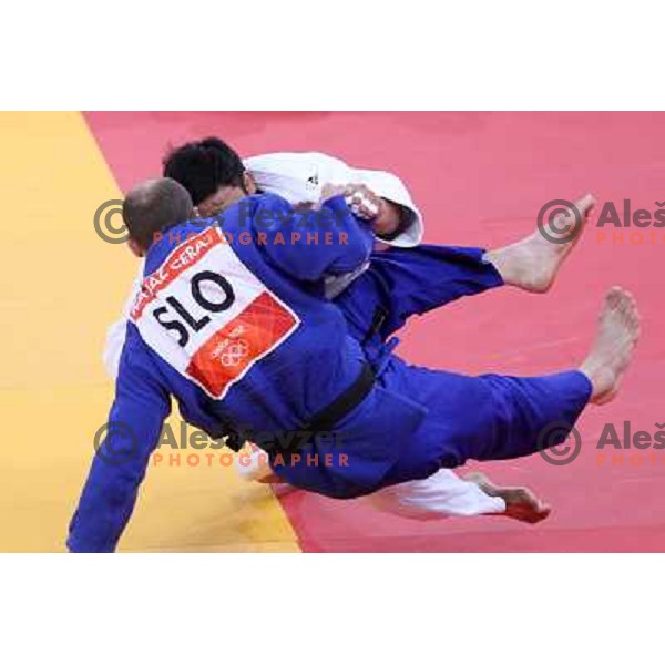 Matjaz Ceraj of Slovenia fights in second round of judo 100+ kg tournament in Excel, London 2012 Olympic games, Great Britain on August 3, 2012 