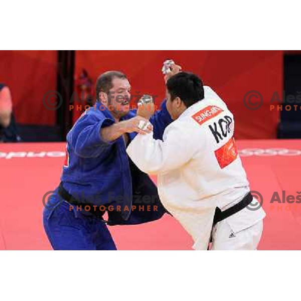Matjaz Ceraj of Slovenia fights in second round of judo 100+ kg tournament in Excel, London 2012 Olympic games, Great Britain on August 3, 2012 