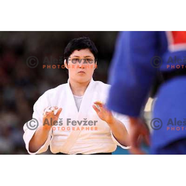 Lucija Polavder of Slovenia fights in second round of judo 78+ kg tournament in Excel, London 2012 Olympic games, Great Britain on August 3, 2012 
