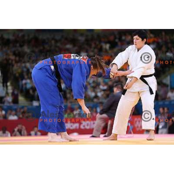 Lucija Polavder of Slovenia fights in second round of judo 78+ kg tournament in Excel, London 2012 Olympic games, Great Britain on August 3, 2012 