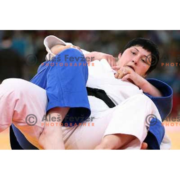 Lucija Polavder of Slovenia fights in second round of judo 78+ kg tournament in Excel, London 2012 Olympic games, Great Britain on August 3, 2012 