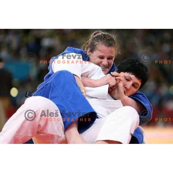 Lucija Polavder of Slovenia fights in second round of judo 78+ kg tournament in Excel, London 2012 Olympic games, Great Britain on August 3, 2012 