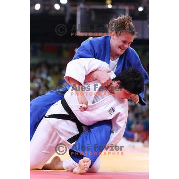 Lucija Polavder of Slovenia fights in second round of judo 78+ kg tournament in Excel, London 2012 Olympic games, Great Britain on August 3, 2012 