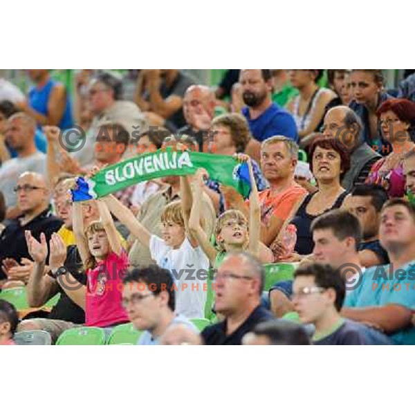 fans in action during basketball game Slovenia - Bosnia and Herzegovina, Adecco Cup, Stozice Arena, Ljubljana, 03.08.2012 