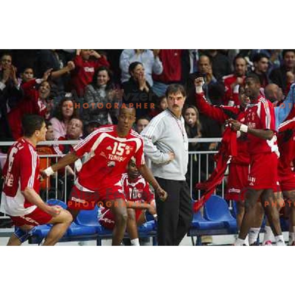 action during World Handball Championship in Tunisia, February 2005