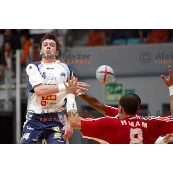 Sergey Rutenka in action during World Handball Championship in Tunisia, February 2005