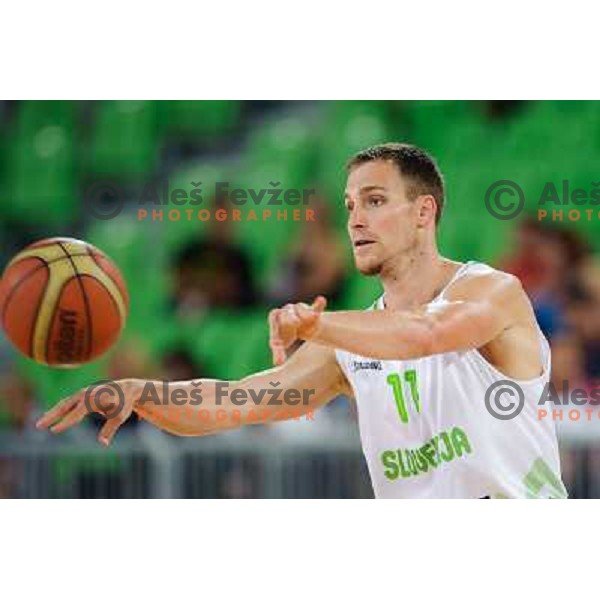 Ziga Zagorc in action during basketball game Slovenia - Bosnia and Herzegovina, Adecco Cup, Stozice Arena, Ljubljana, 03.08.2012 
