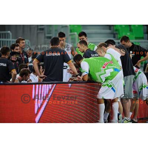 Team Slovenia during basketball game Slovenia - Bosnia and Herzegovina, Adecco Cup, Stozice Arena, Ljubljana, 03.08.2012 