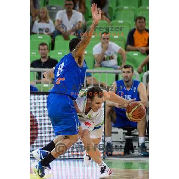 Ziga Zagorc in action during basketball game Slovenia - Bosnia and Herzegovina, Adecco Cup, Stozice Arena, Ljubljana, 03.08.2012 